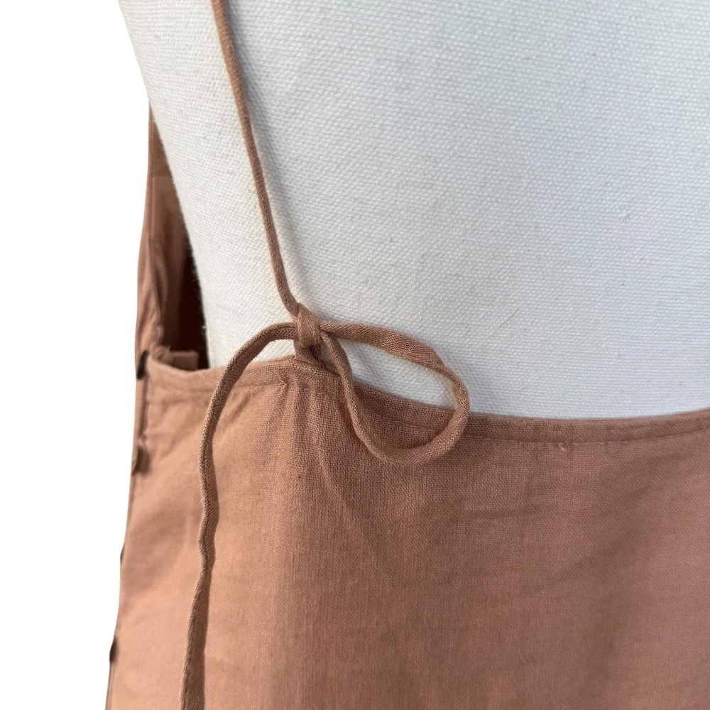 Free People Linen Blend Side Button Midi Slip Dress Mauve Brown Size‎ M - Picture 7 of 12